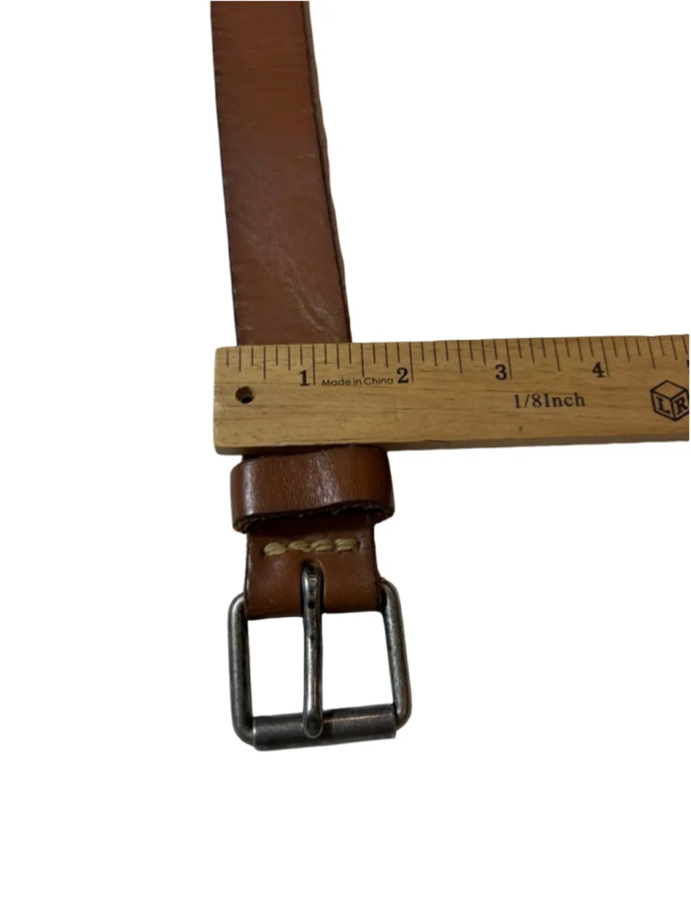 J.Crew Made in Italy Brown Leather Whipstitch Brass Buckle Belt Size 36